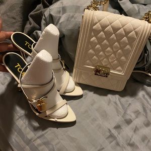 White North south boy Quilted caviar flap bag gold hardware